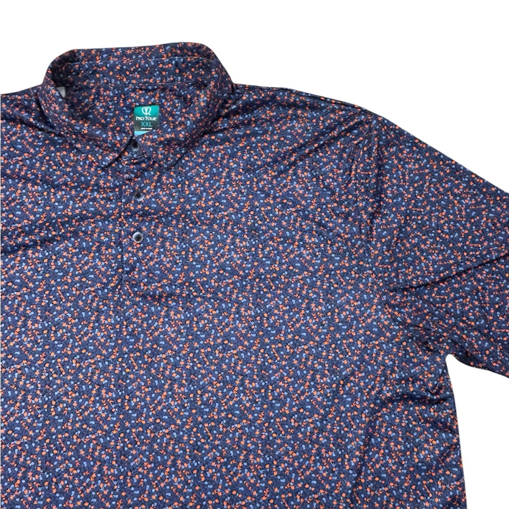 Pro‎ Tour Coolplay Men’s Micro Leaf Print Golf Performance Polo XXL Polyester